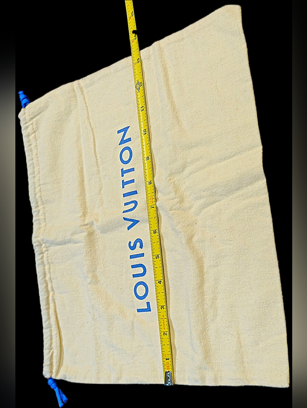 NEW Louis Vuitton Medium Cream Blue Drawstring Dust Bag Handbag Pochette Storage - Picture 5 of 6